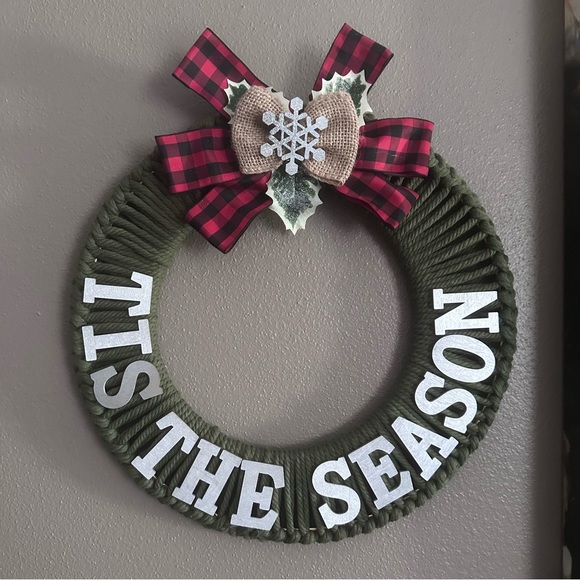 New Handmade Modern Farmhouse “Tis the Season" 12" Wreath - Picture 1 of 6
